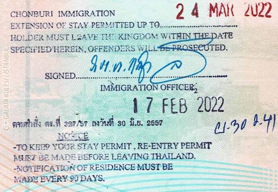 A Thai extension of stay stamp in a passport issued by Chonburi Immigration, the 30-day extension that Thailand visa exemption holders will need from 15 September 2026.