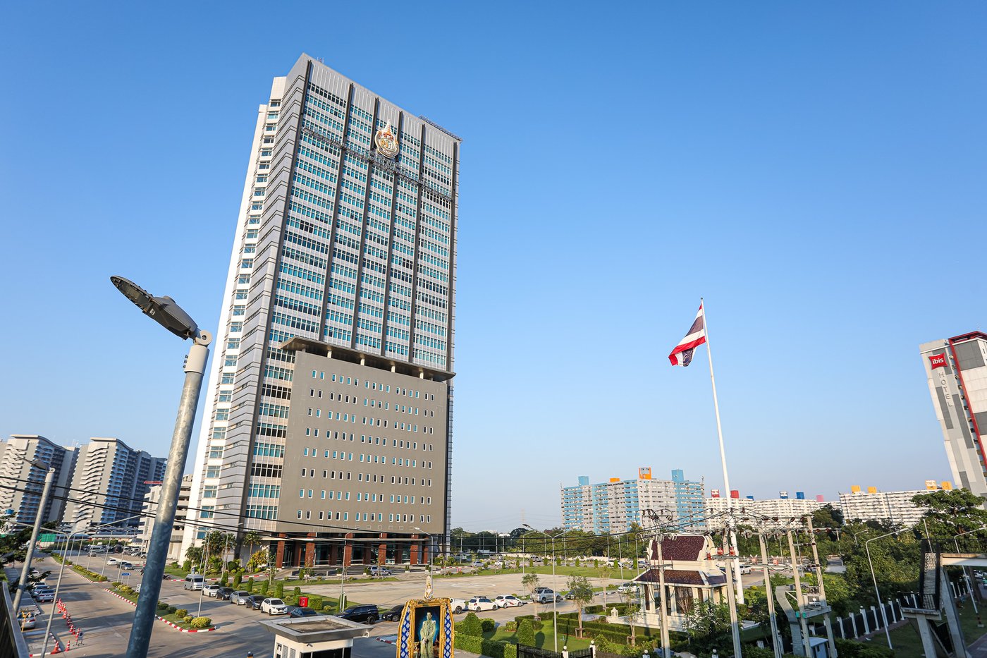 Royal Thai Police Immigration Bureau headquarters building in Bangkok, the agency behind Thailand's THIM digital arrival app for foreign visitors on a Thai visa.